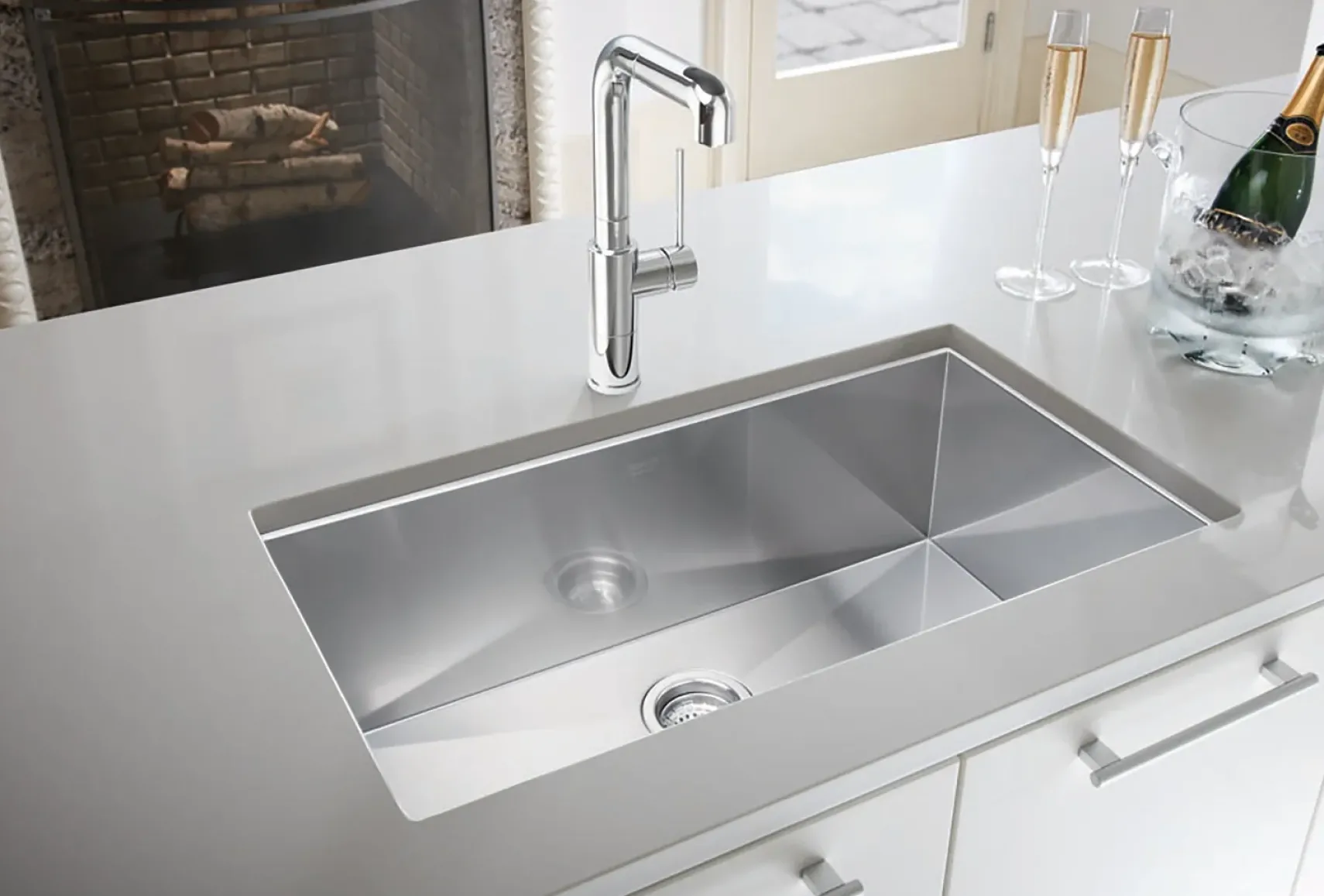 Blanco Precision 32" Undermount Stainless Steel Kitchen Sink, 18 Gauge, Satin Polish, 515820