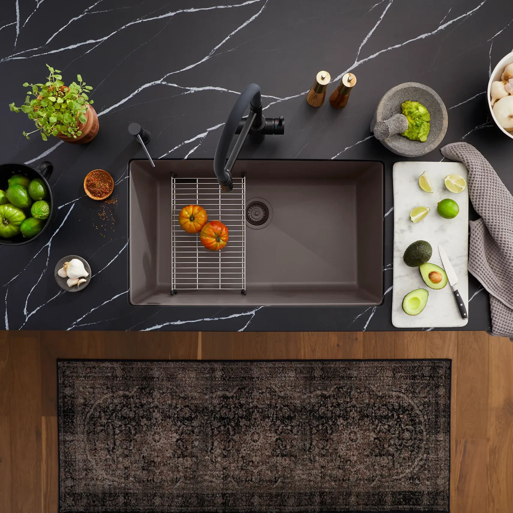 Blanco Precis 30" Undermount Granite Composite Kitchen Sink, Silgranit, Volcano Gray, 443120