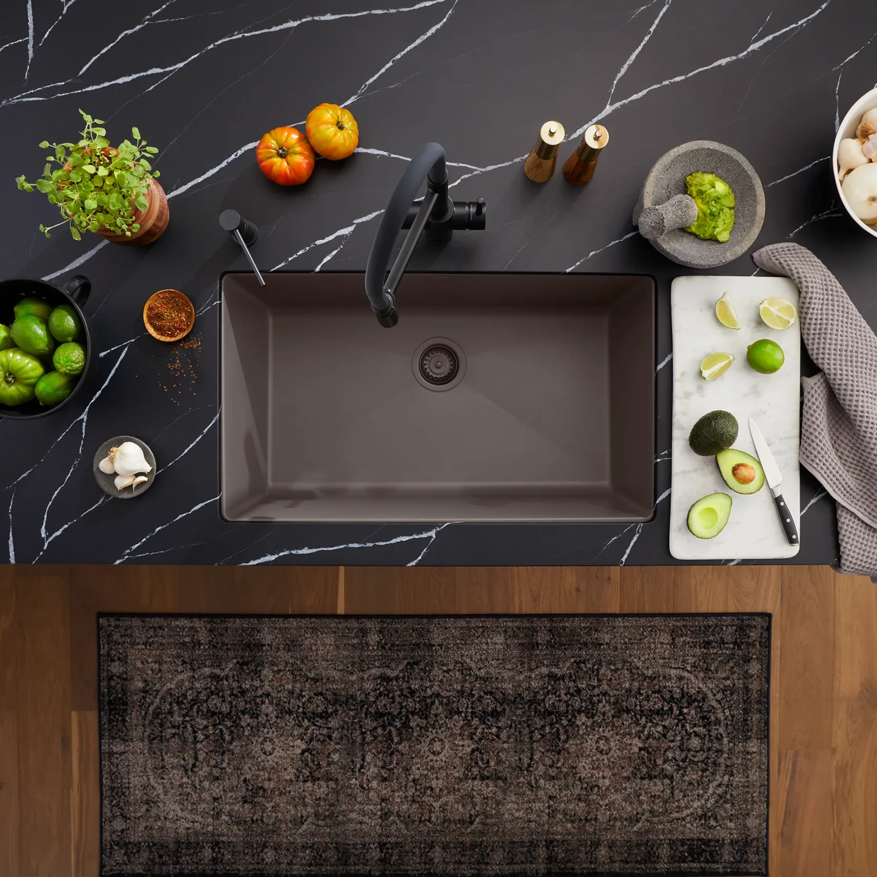 Blanco Precis 30" Undermount Granite Composite Kitchen Sink, Silgranit, Volcano Gray, 443120