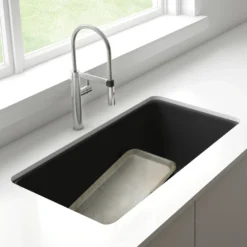 Blanco Precis 33" Undermount Granite Composite Kitchen Sink, Silgranit, 60/40 Double Bowl, Anthracite, 442525