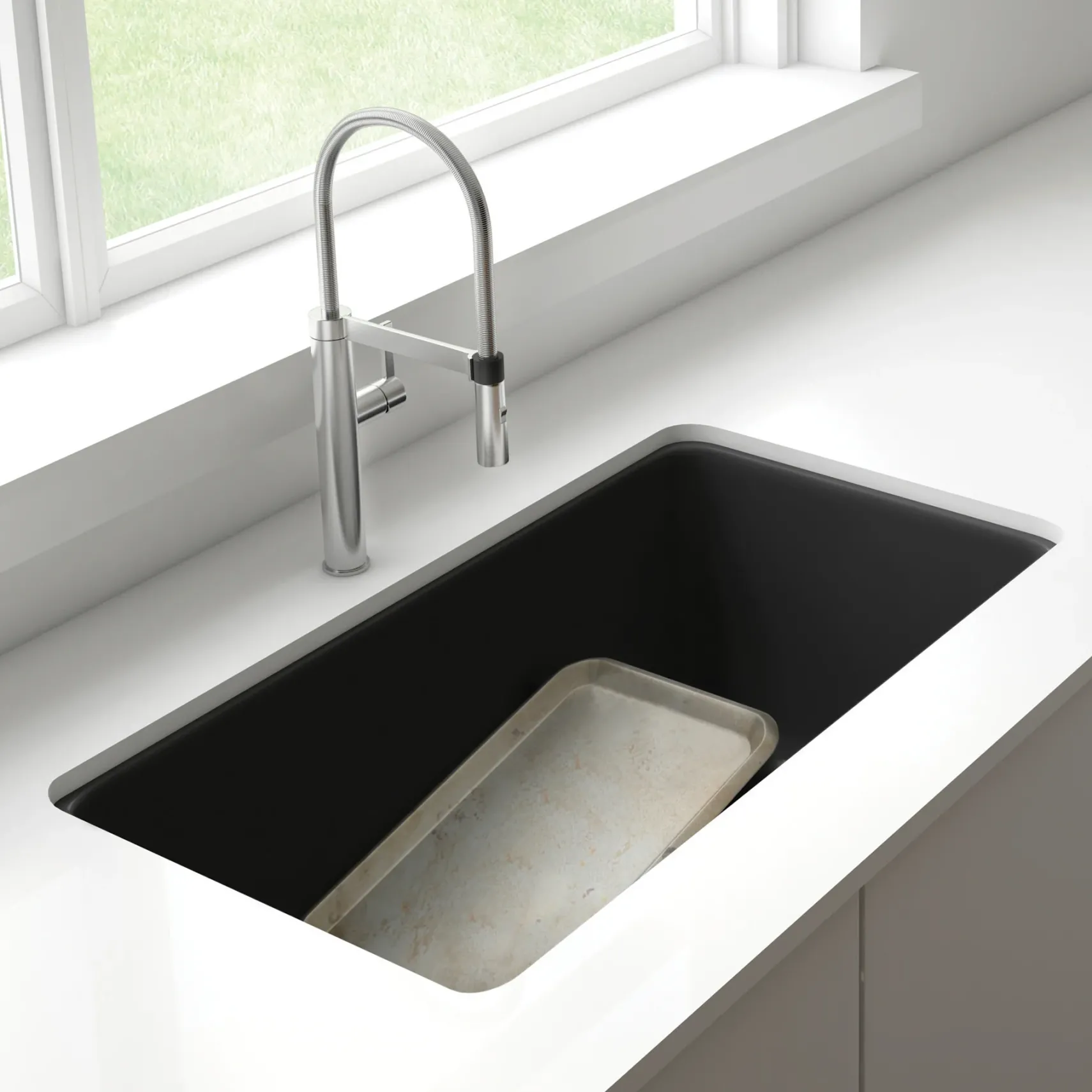 Blanco Precis 33" Undermount Granite Composite Kitchen Sink, Silgranit, 60/40 Double Bowl, Anthracite, 442525