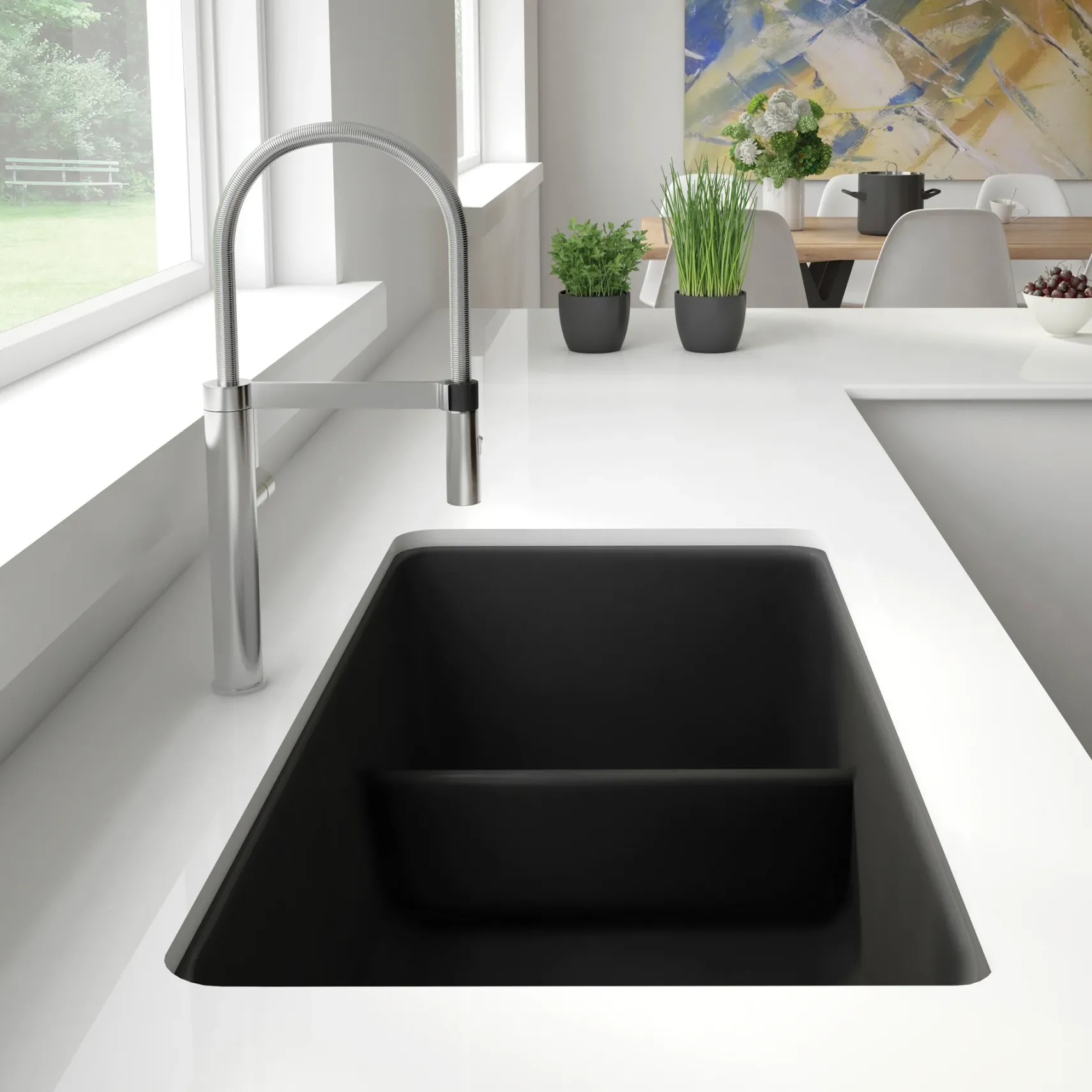 Blanco Precis 33" Undermount Granite Composite Kitchen Sink, Silgranit, 60/40 Double Bowl, Anthracite, 442525