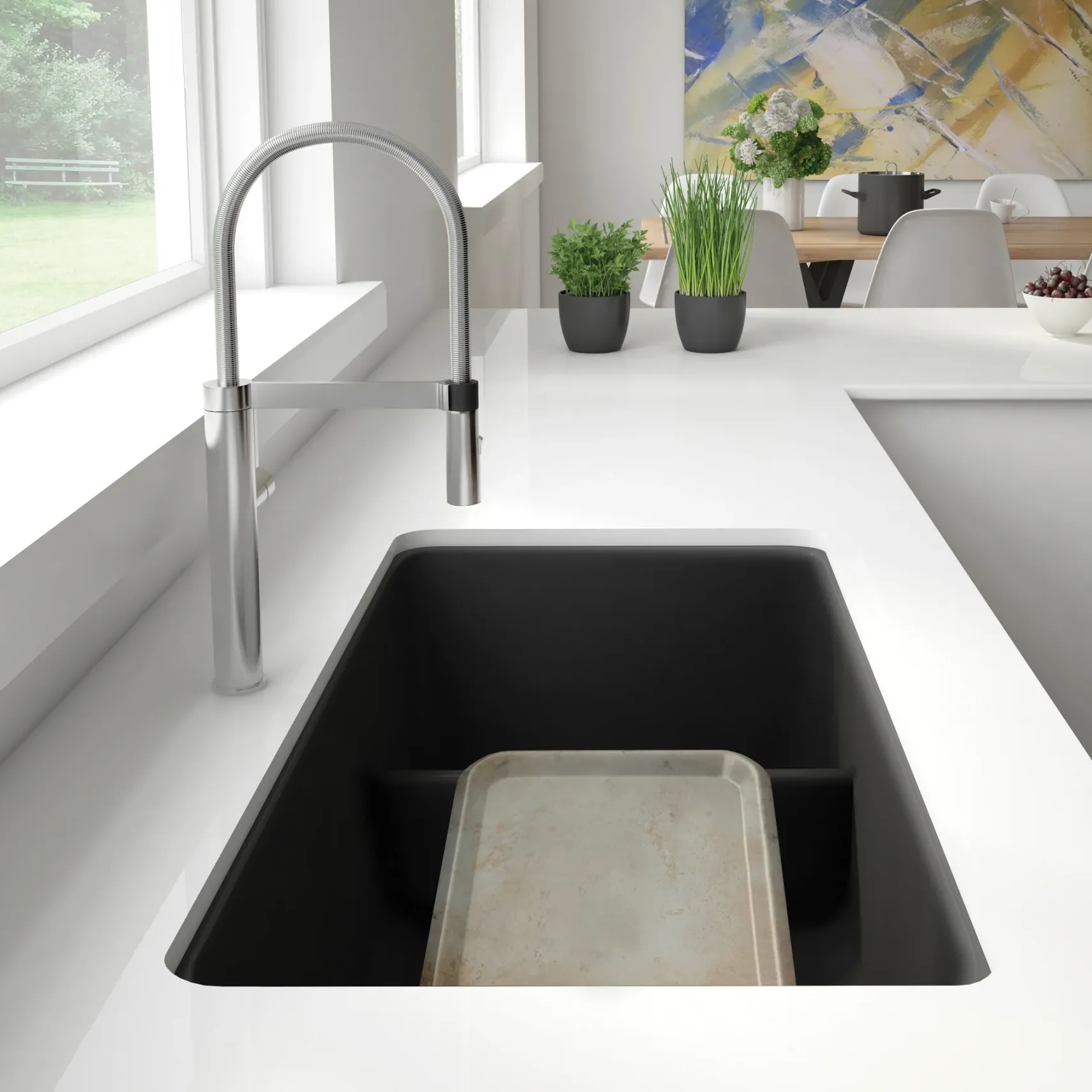 Blanco Precis 33" Undermount Granite Composite Kitchen Sink, Silgranit, 60/40 Double Bowl, Anthracite, 442525