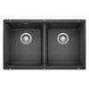 Blanco Precis 30" Undermount Granite Composite Kitchen Sink, Silgranit, 50/50 Double Bowl, Anthracite, 516322