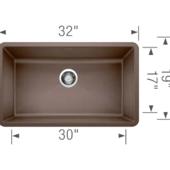 Blanco Precis 32" Undermount Granite Composite Kitchen Sink, Silgranit, Cafe, 440147