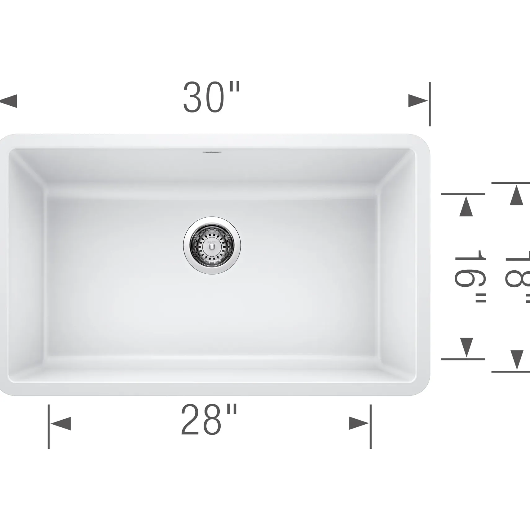 Blanco Precis 30" Undermount Granite Composite Kitchen Sink, Silgranit, White, 442533