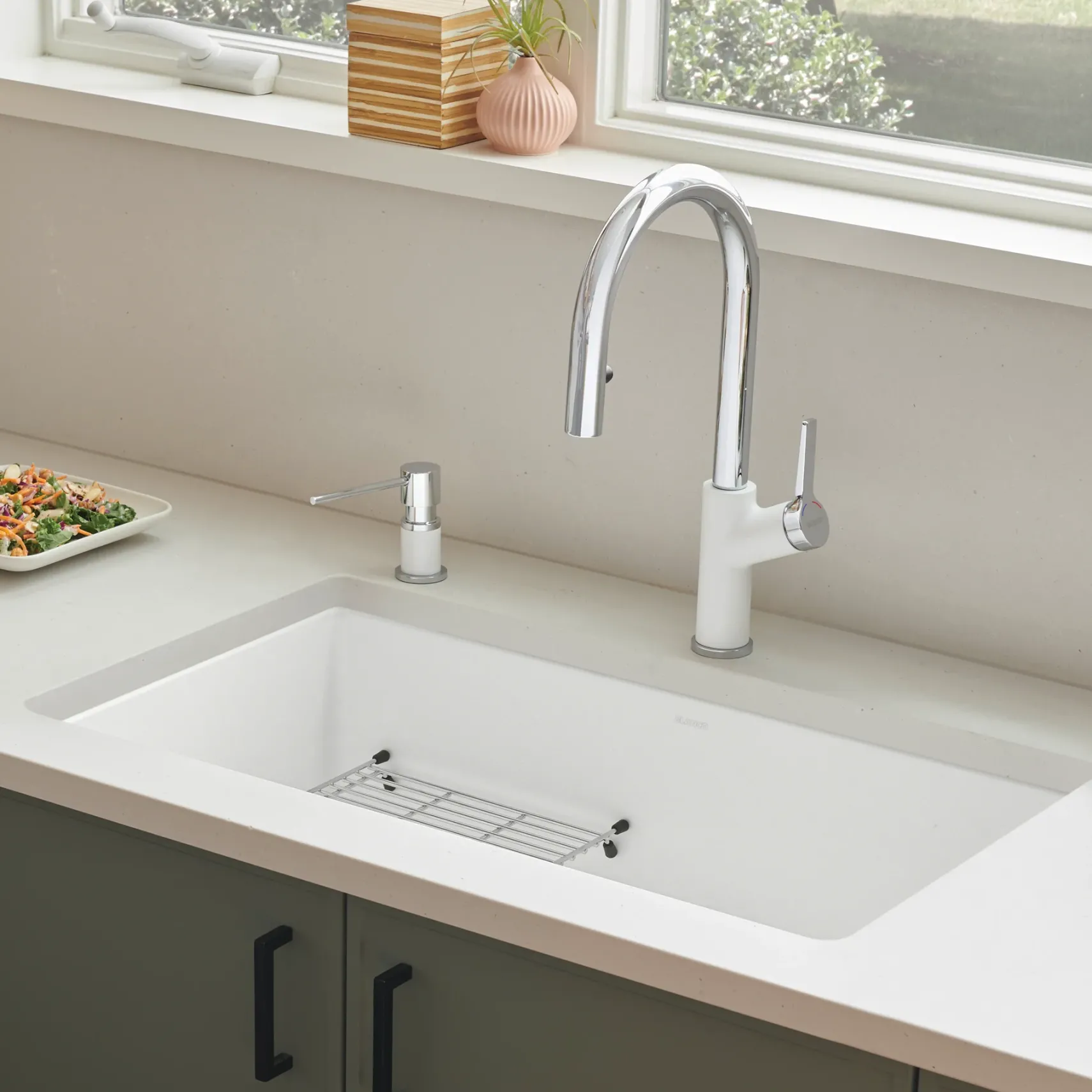 Blanco Precis 30" Undermount Granite Composite Kitchen Sink, Silgranit, White, 442533