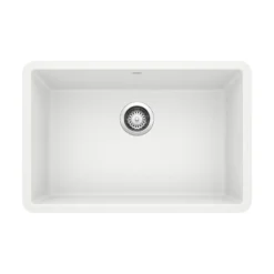 Blanco Precis 27" Undermount Granite Composite Kitchen Sink, Silgranit, White, 522429