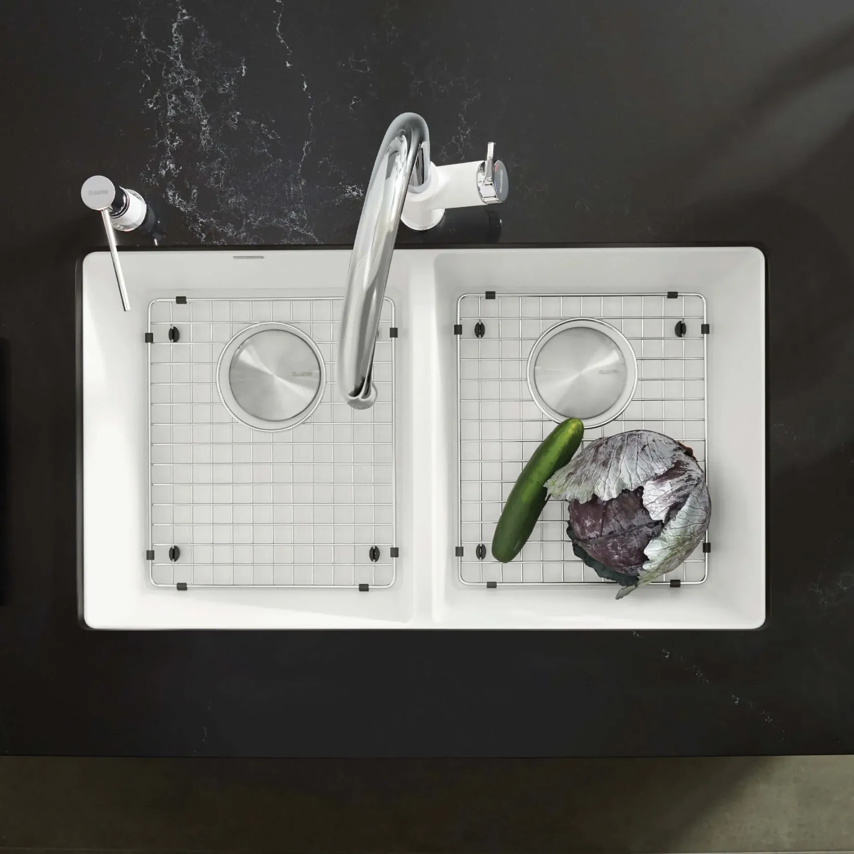 Blanco Precis 30" Undermount Granite Composite Kitchen Sink, Silgranit, 50/50 Double Bowl, White, 516320