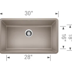 Blanco Precis 30" Undermount Granite Composite Kitchen Sink, Silgranit, Truffle, 442531