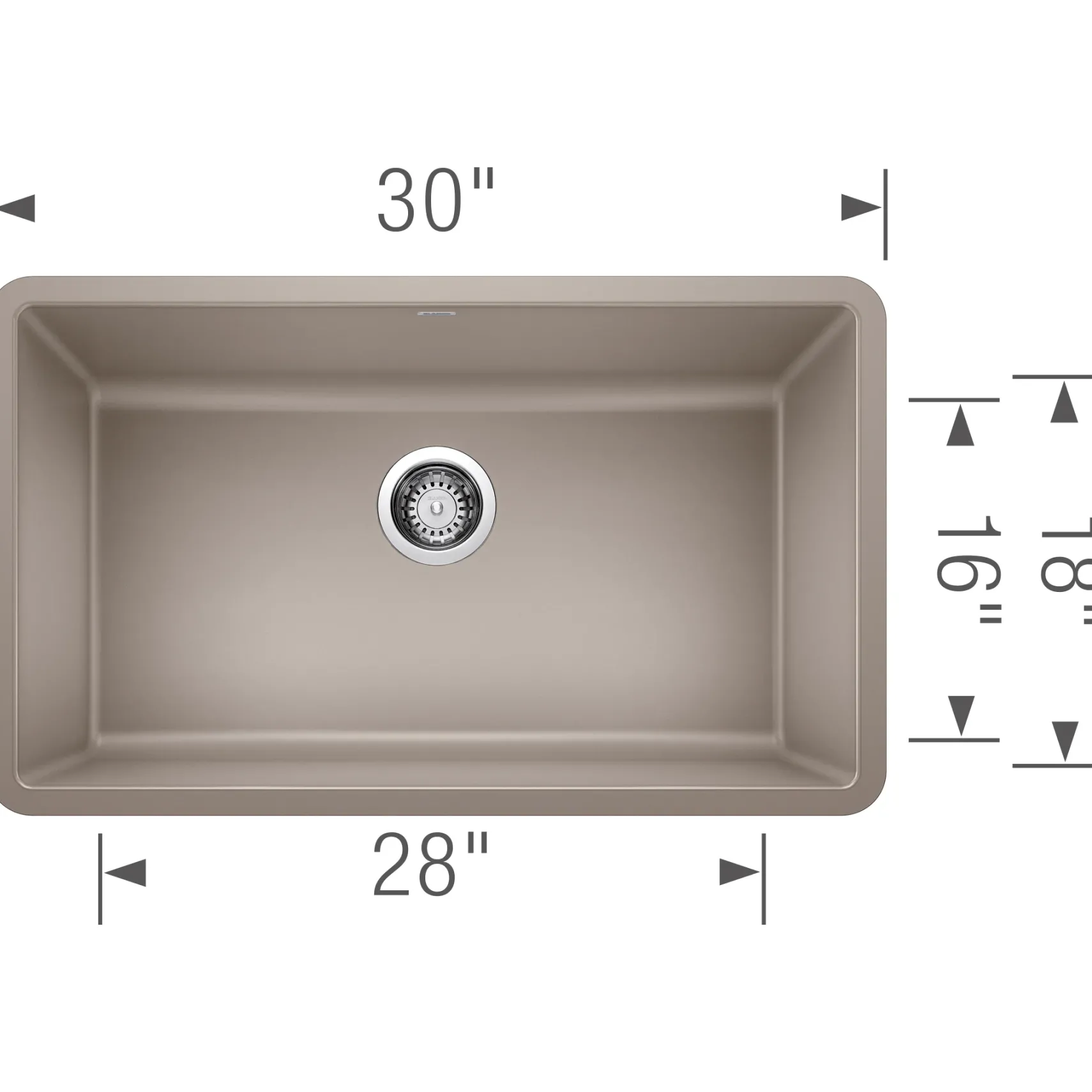 Blanco Precis 30" Undermount Granite Composite Kitchen Sink, Silgranit, Truffle, 442531
