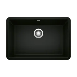 Blanco Precis 27" Undermount Granite Composite Kitchen Sink, Silgranit, Coal Black, 442930