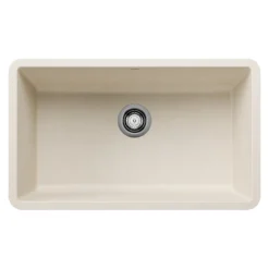 Blanco Precis 30" Undermount Granite Composite Kitchen Sink, Silgranit, Soft White, 443083