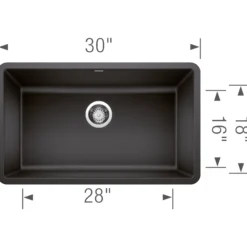 Blanco Precis 30" Undermount Granite Composite Kitchen Sink, Silgranit, Anthracite, 442534