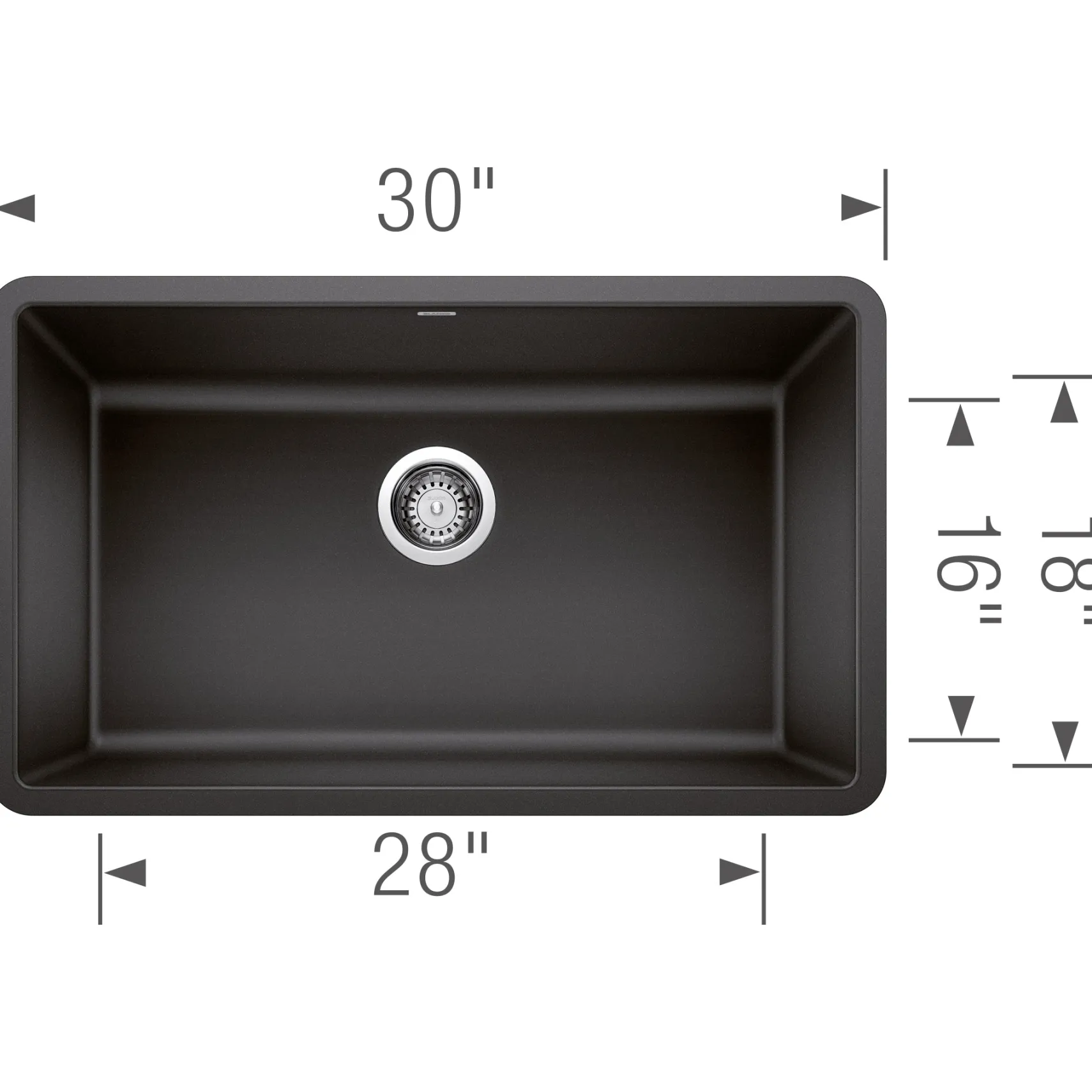 Blanco Precis 30" Undermount Granite Composite Kitchen Sink, Silgranit, Anthracite, 442534