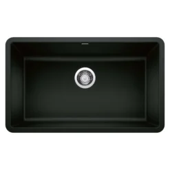 Blanco Precis 30" Undermount Granite Composite Kitchen Sink, Silgranit, Coal Black, 442931