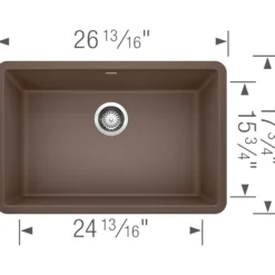 Blanco Precis 27" Undermount Granite Composite Kitchen Sink, Silgranit, Cafe, 522433