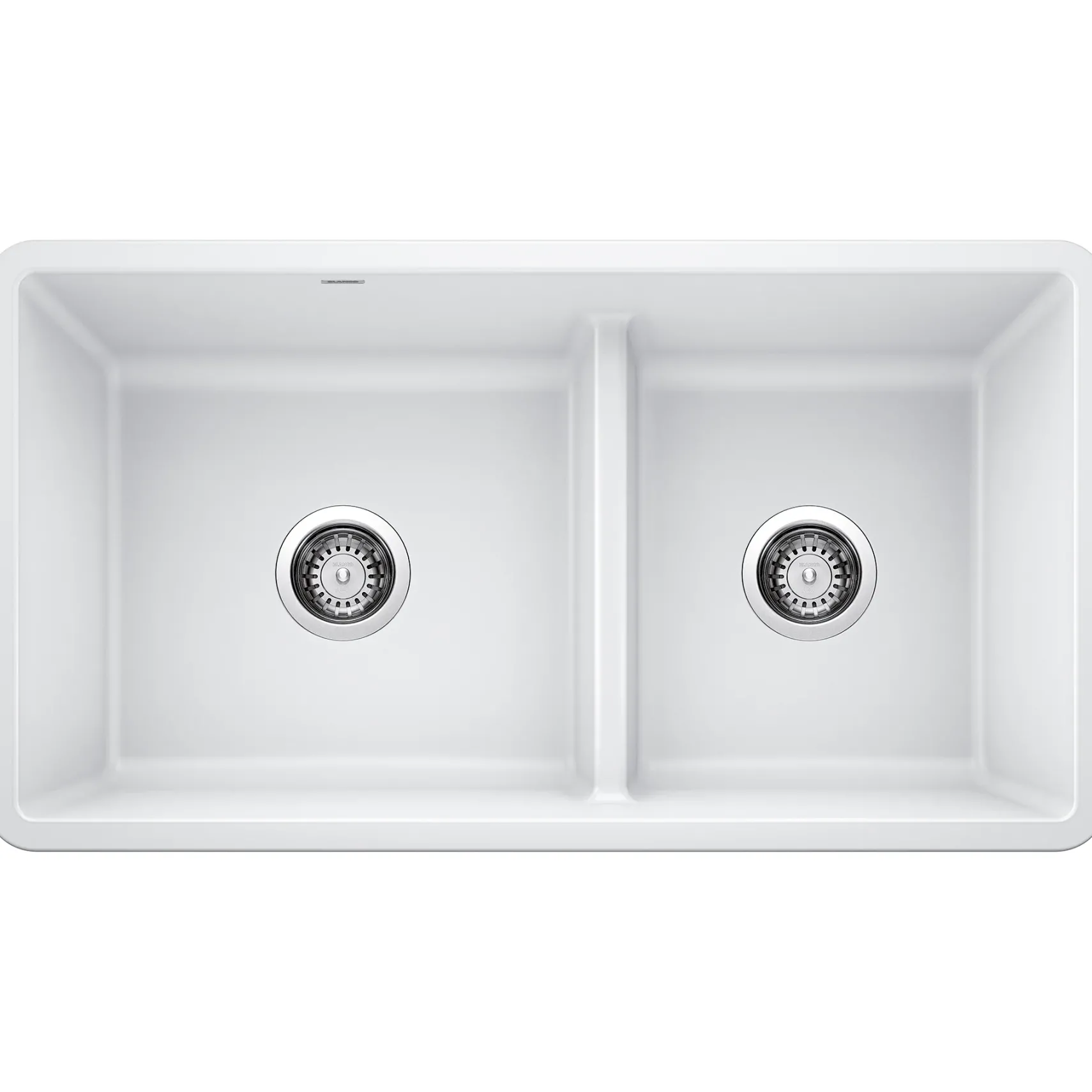 Blanco Precis 33" Undermount Granite Composite Kitchen Sink, Silgranit, 60/40 Double Bowl, White, 442524