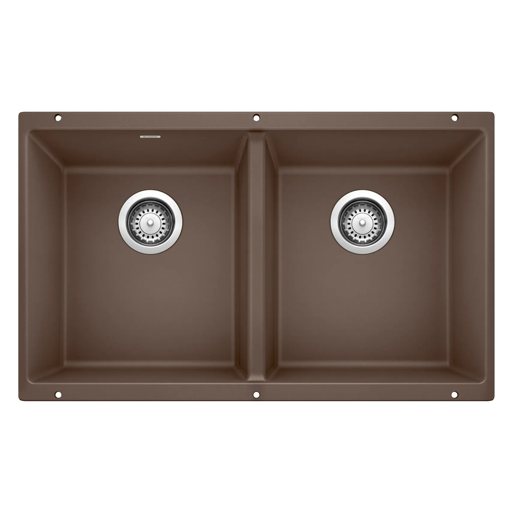 Blanco Precis 30" Undermount Granite Composite Kitchen Sink, Silgranit, 50/50 Double Bowl, Cafe, 516323