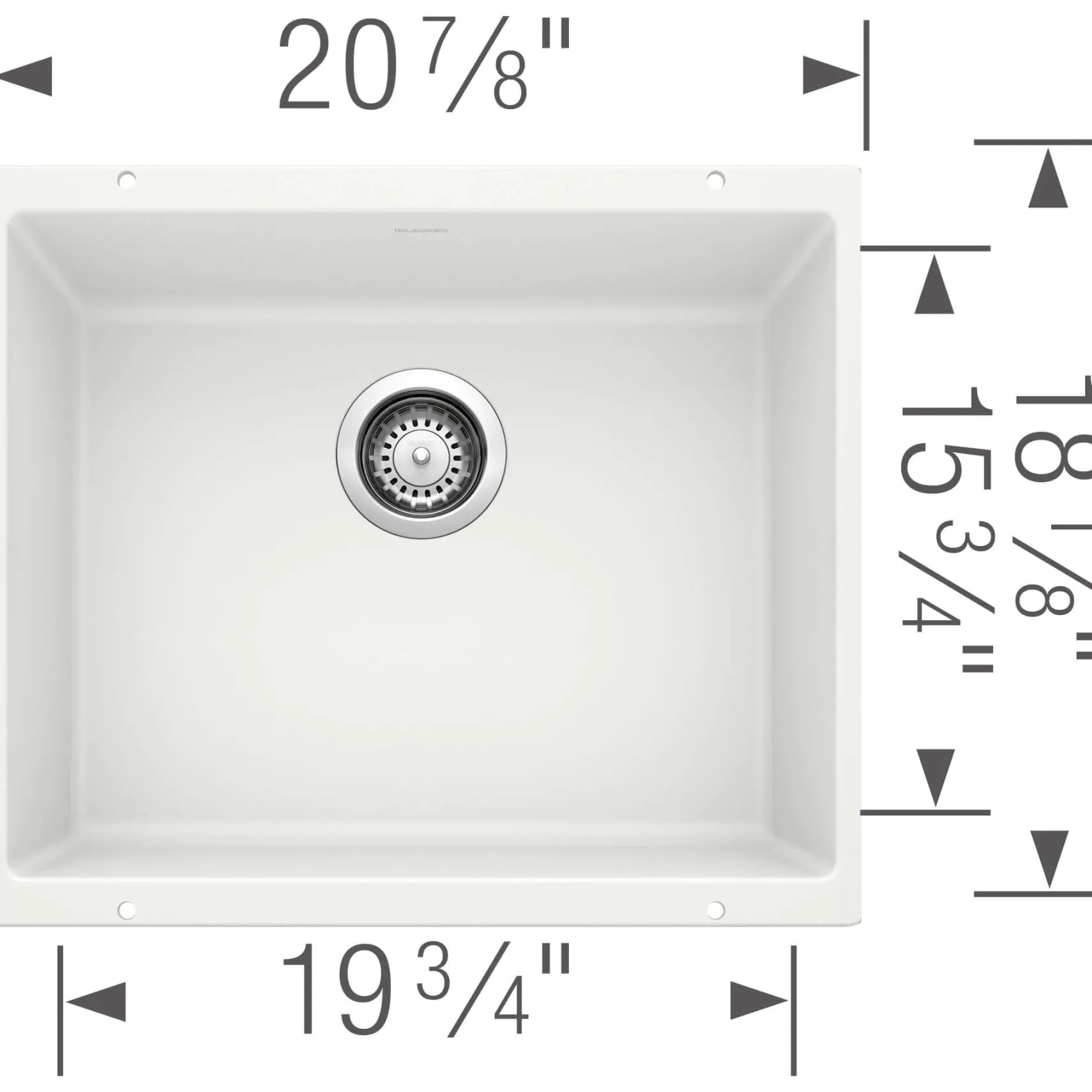 Blanco Precis 21" Undermount Granite Composite Kitchen Sink, Silgranit, White, 513426