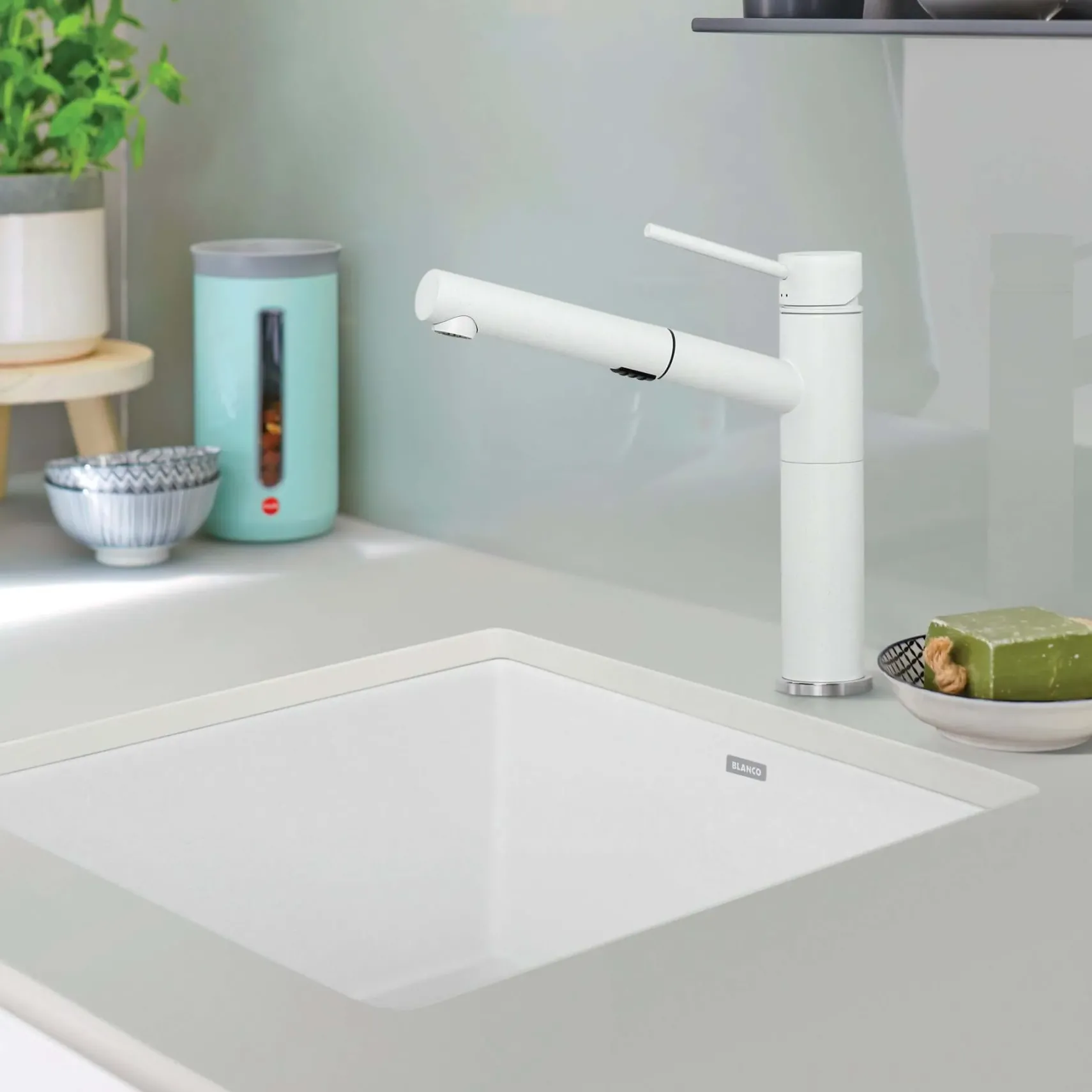 Blanco Precis 21" Undermount Granite Composite Kitchen Sink, Silgranit, White, 513426