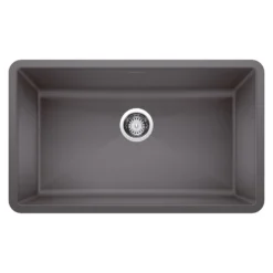 Blanco Precis 32" Undermount Granite Composite Kitchen Sink, Silgranit, Cinder, 441478