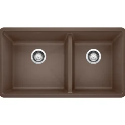Blanco Precis 33" Undermount Granite Composite Kitchen Sink, Silgranit, 60/40 Double Bowl, Cafe, 441129