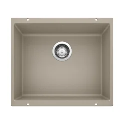 Blanco Precis 21" Undermount Granite Composite Kitchen Sink, Silgranit, Truffle, 517677