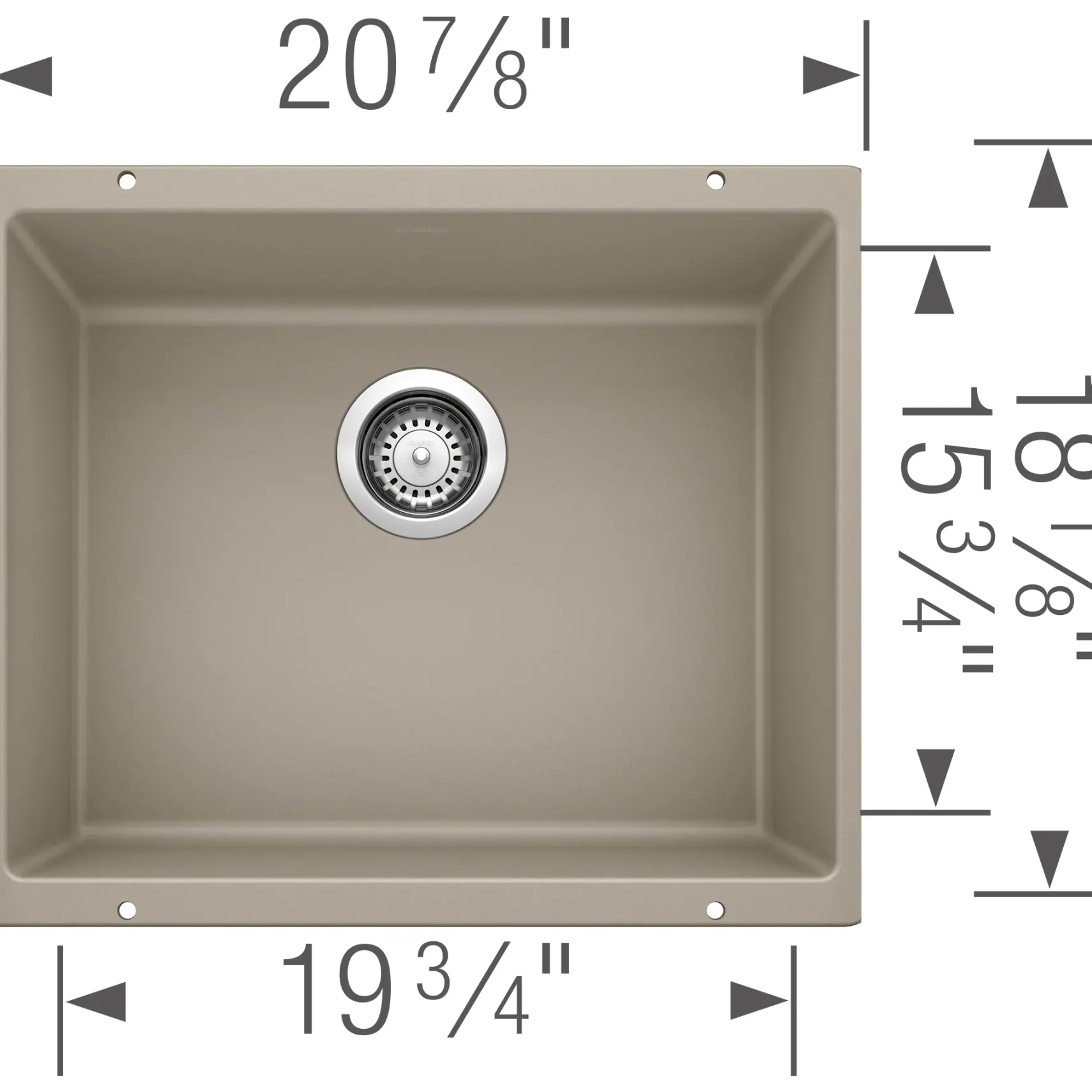 Blanco Precis 21" Undermount Granite Composite Kitchen Sink, Silgranit, Truffle, 517677