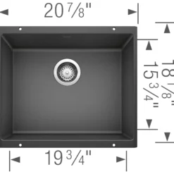 Blanco Precis 21" Undermount Granite Composite Kitchen Sink, Silgranit, Anthracite, 513428