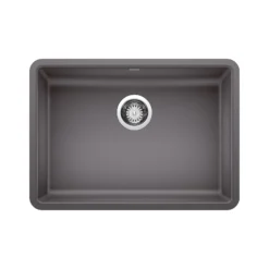 Blanco Precis 25" Undermount Granite Composite ADA Compliant Kitchen Sink, Silgranit, Cinder, 442539