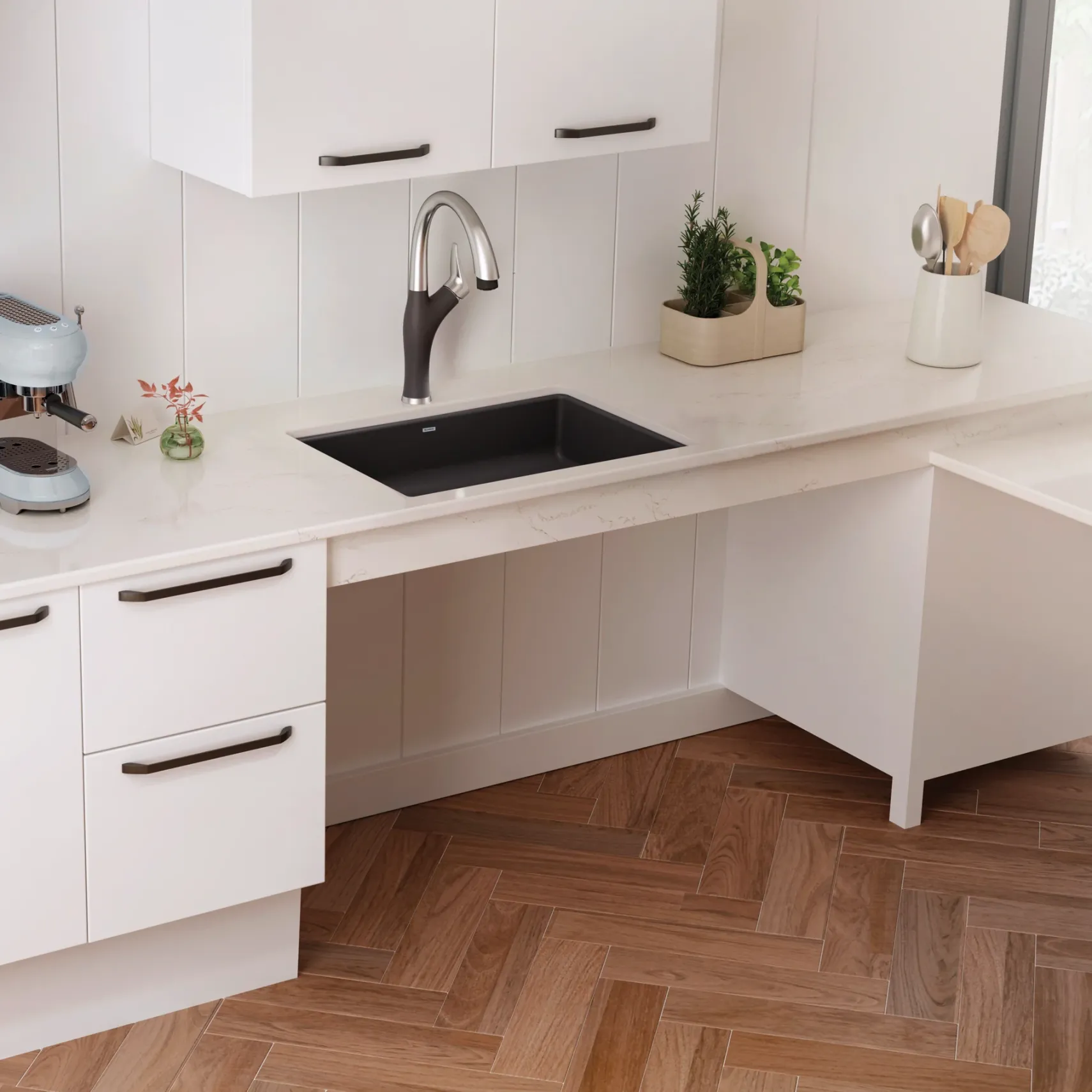 Blanco Precis 25" Undermount Granite Composite ADA Compliant Kitchen Sink, Silgranit, Cinder, 442539
