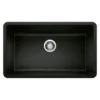 Blanco Precis 32" Undermount Granite Composite Kitchen Sink, Silgranit, Coal Black, 442935
