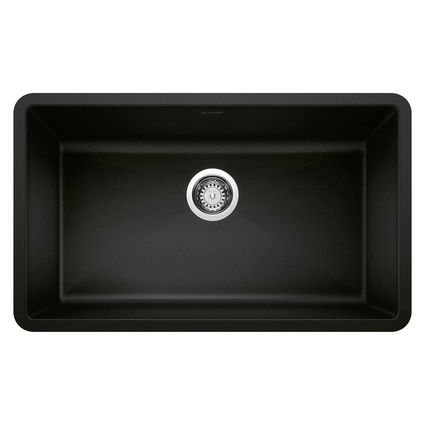 Blanco Precis 32" Undermount Granite Composite Kitchen Sink, Silgranit, Coal Black, 442935