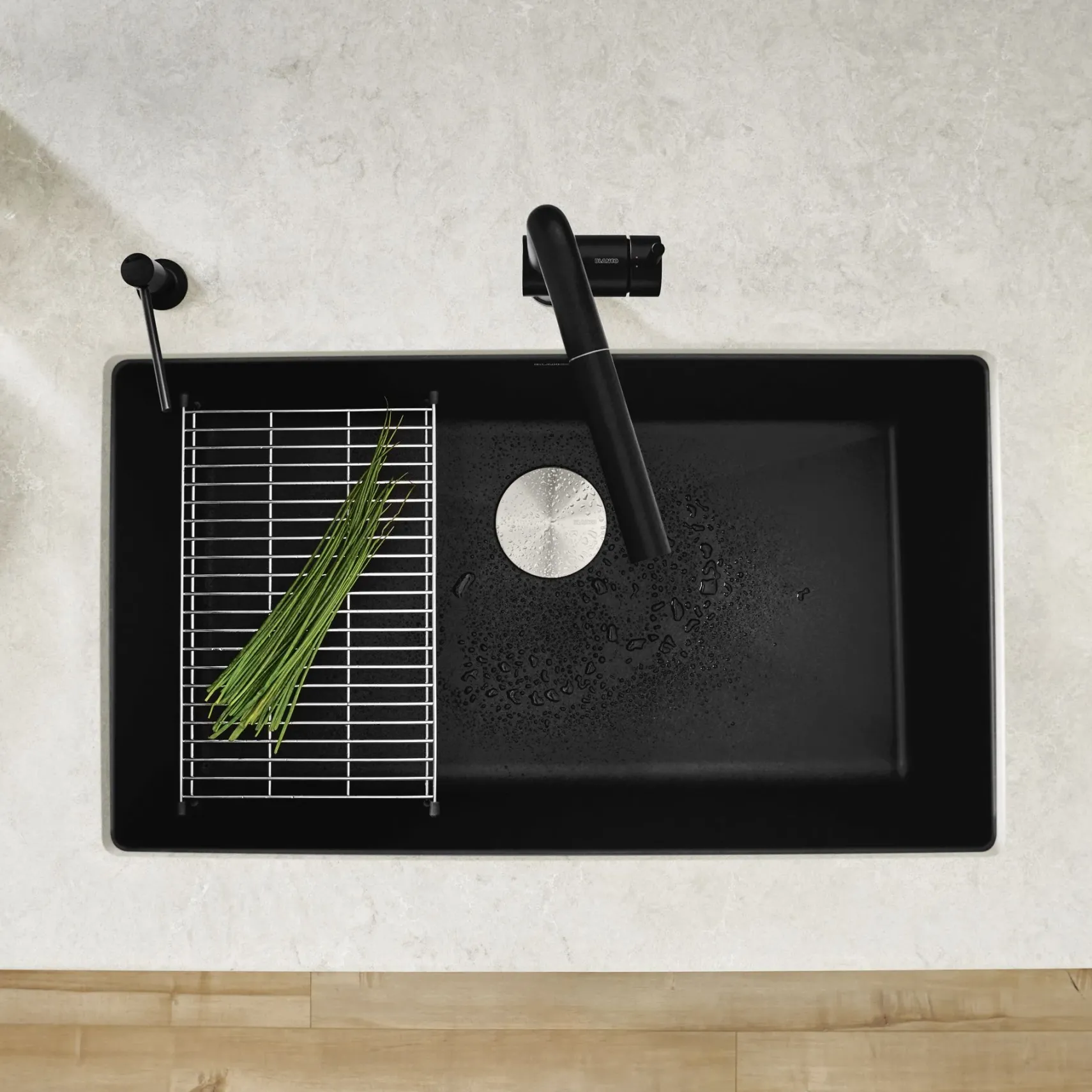 Blanco Precis 32" Undermount Granite Composite Kitchen Sink, Silgranit, Coal Black, 442935