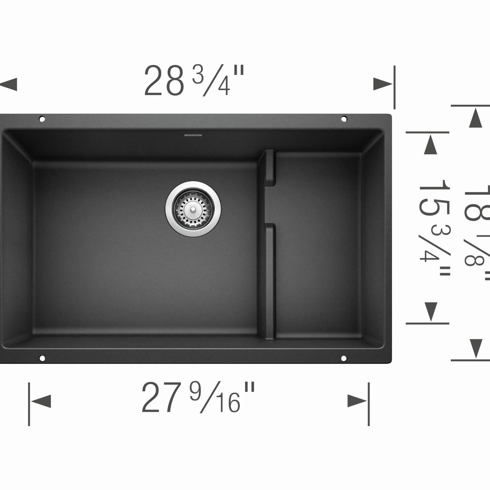 Blanco Precis 29" Undermount Granite Composite Kitchen Sink with Accessories, Silgranit, Anthracite, 519450