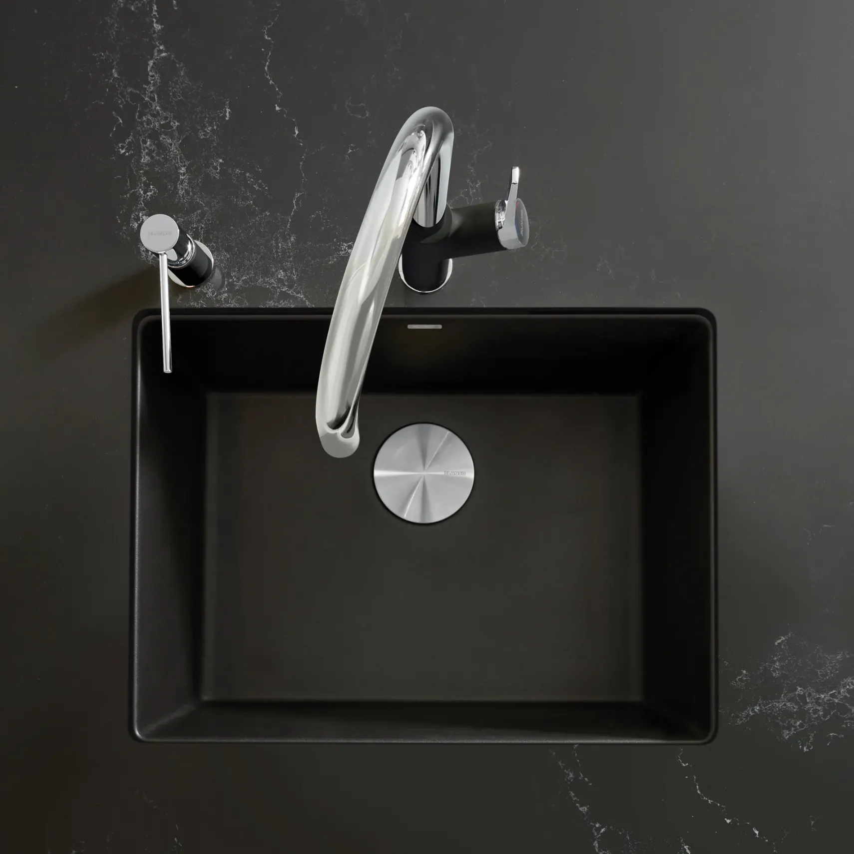 Blanco Precis 23" Undermount Granite Composite Kitchen Sink, Silgranit, Coal Black, 442928