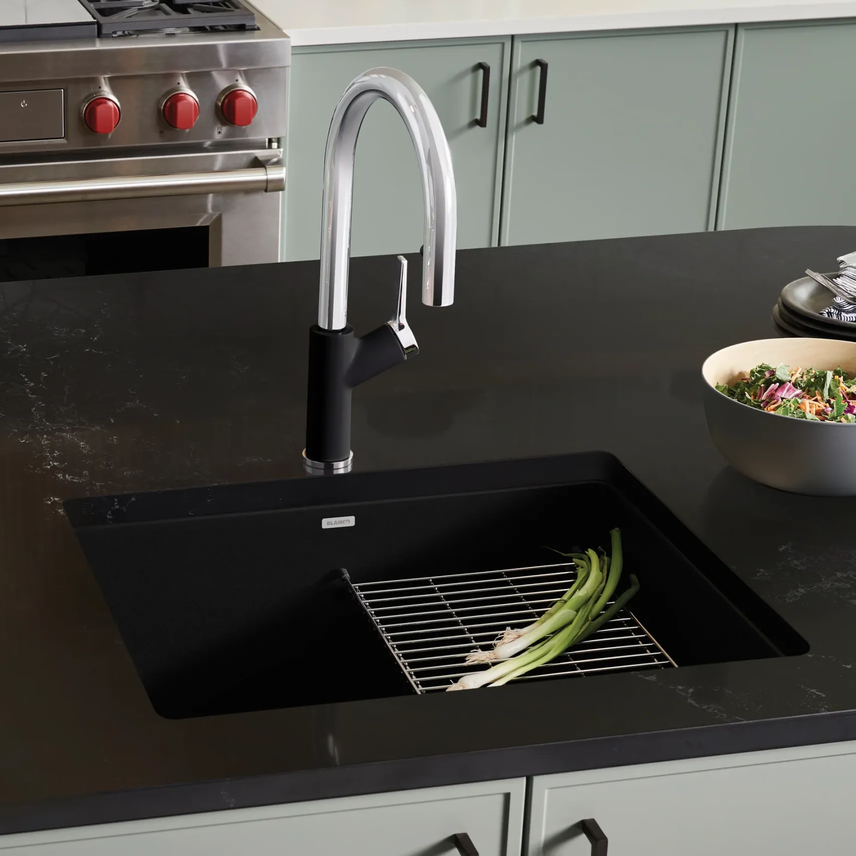 Blanco Precis 23" Undermount Granite Composite Kitchen Sink, Silgranit, Coal Black, 442928