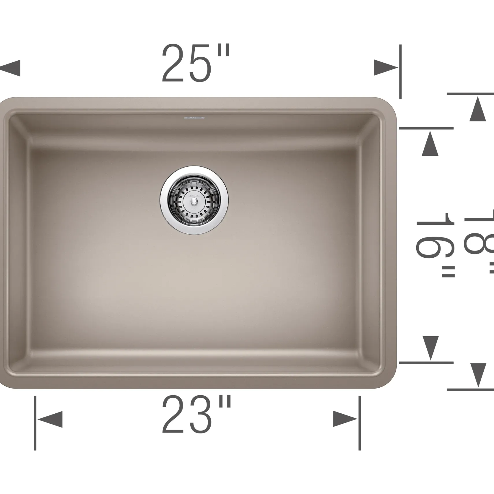 Blanco Precis 25" Undermount Granite Composite ADA Compliant Kitchen Sink, Silgranit, Truffle, 442540