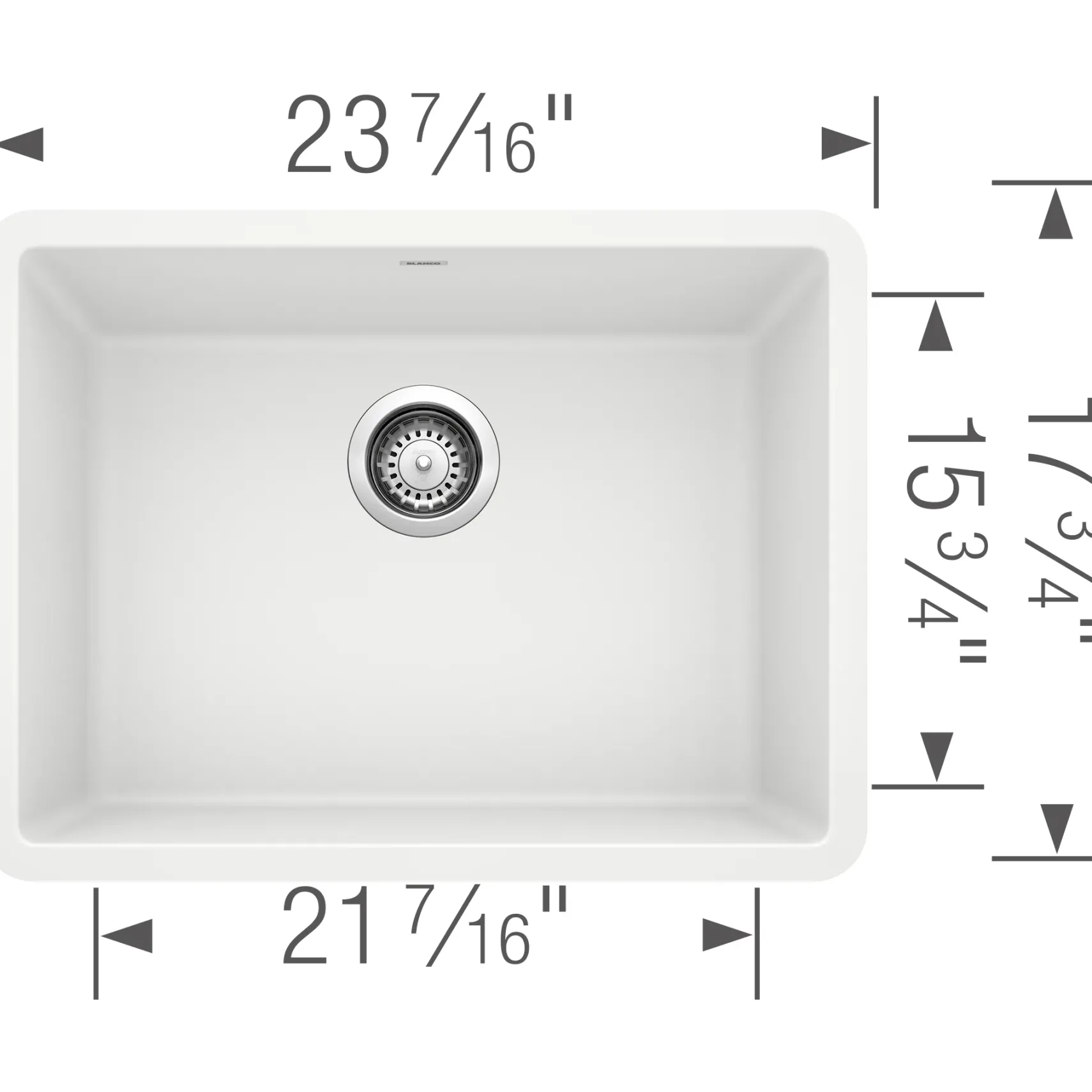 Blanco Precis 23" Undermount Granite Composite Kitchen Sink, Silgranit, White, 522414