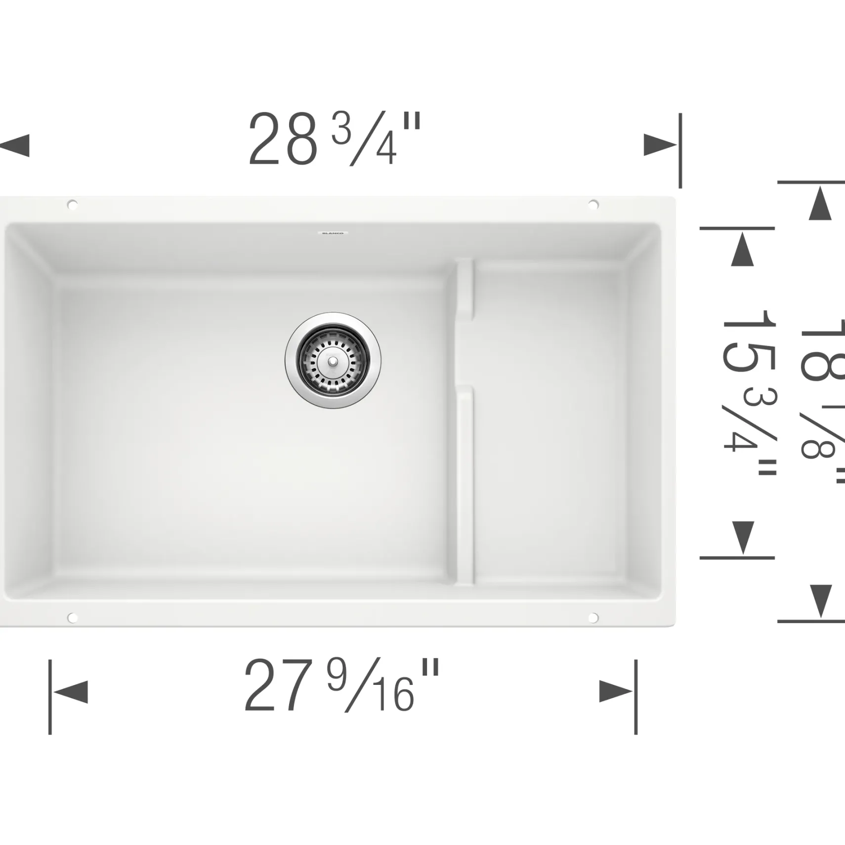 Blanco Precis 29" Undermount Granite Composite Kitchen Sink with Accessories, Silgranit, White, 519453
