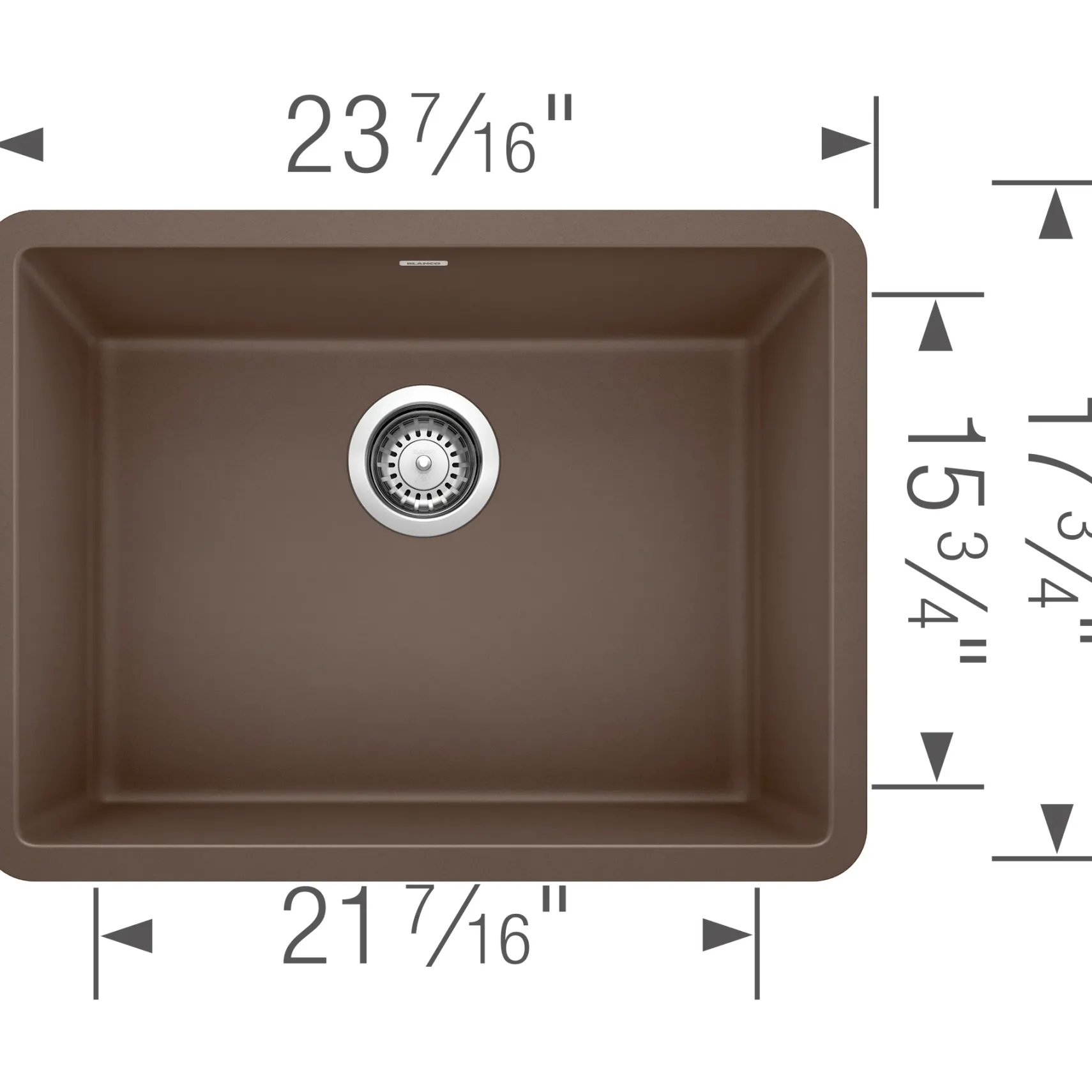Blanco Precis 23" Undermount Granite Composite Kitchen Sink, Silgranit, Cafe, 522418
