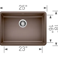 Blanco Precis 25" Undermount Granite Composite ADA Kitchen Sink, Silgranit, Cafe, 442546