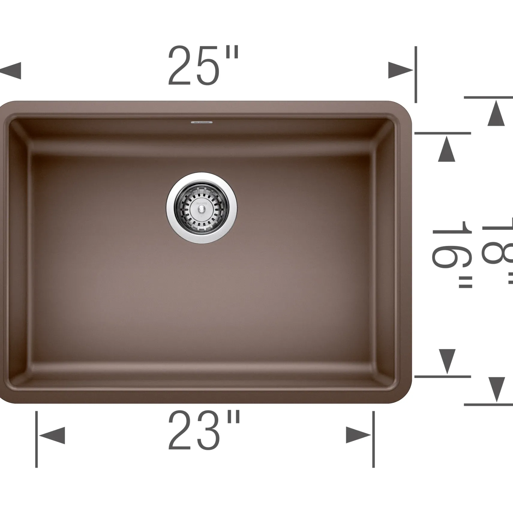Blanco Precis 25" Undermount Granite Composite ADA Kitchen Sink, Silgranit, Cafe, 442546