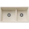 Blanco Precis 33" Undermount Silgranit Kitchen Sink, 60/40 Double Bowl, Soft White, No Faucet Hole, 443080