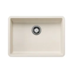 Blanco Precis 25" Undermount Silgranit Kitchen Sink, Soft White, No Faucet Hole, 443082