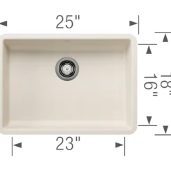 Blanco Precis 25" Undermount Silgranit Kitchen Sink, Soft White, No Faucet Hole, 443082