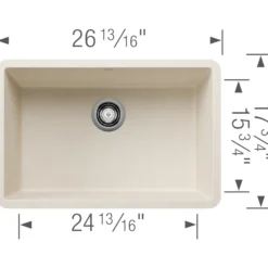Blanco Precis 27" Undermount Silgranit Kitchen Sink, Soft White, No Faucet Hole, 527403