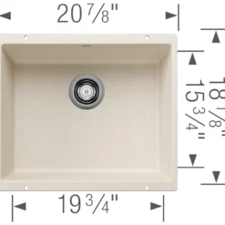 Blanco Precis 21" Undermount Silgranit Kitchen Sink, Soft White, No Faucet Hole, 527405