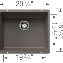 Blanco Precis 21" Undermount Silgranit Kitchen Sink, Volcano Gray, No Faucet Hole, 527414